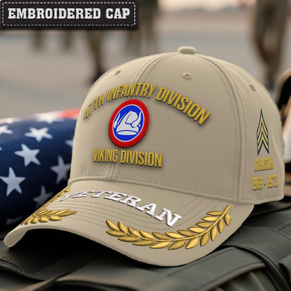 Cowgic U.S. Army 47th Infantry Division Embroidered Classic Structured Cap - Embroidered Cap for Veterans