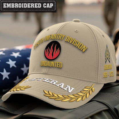 Cowgic U.S. Army 119th Infantry Division Embroidered Classic Structured Cap - Embroidered Cap for Veterans