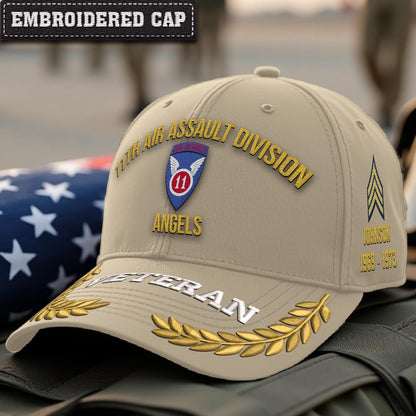 Cowgic U.S. Army 11th Air Assault Division Embroidered Classic Structured Cap - Embroidered Cap for Veterans