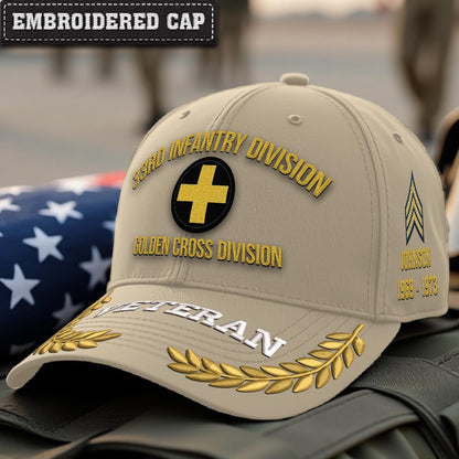 Cowgic U.S. Army 33rd Infantry Division Embroidered Classic Structured Cap - Embroidered Cap for Veterans
