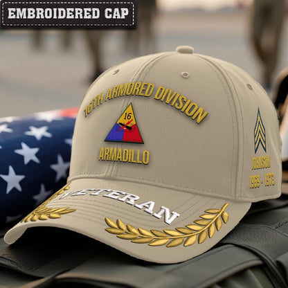 Cowgic U.S. Army 16th Armored Division Embroidered Classic Structured Cap - Embroidered Cap for Veterans