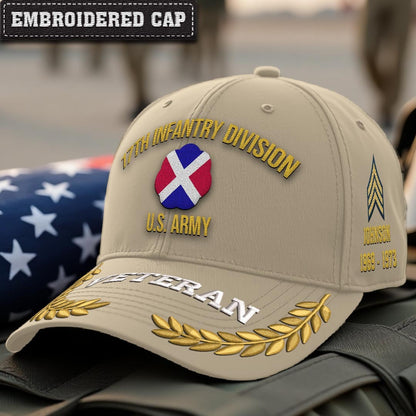 Cowgic U.S. Army 17th Infantry Division Embroidered Classic Structured Cap - Embroidered Cap for Veterans