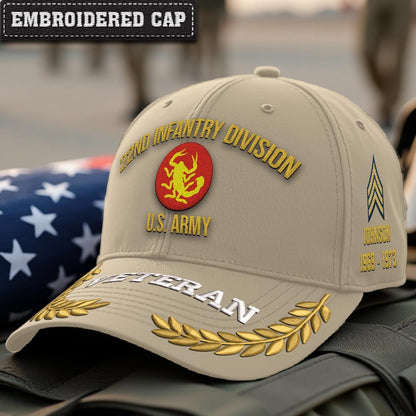 Cowgic U.S. Army 22nd Infantry Division Embroidered Classic Structured Cap - Embroidered Cap for Veterans