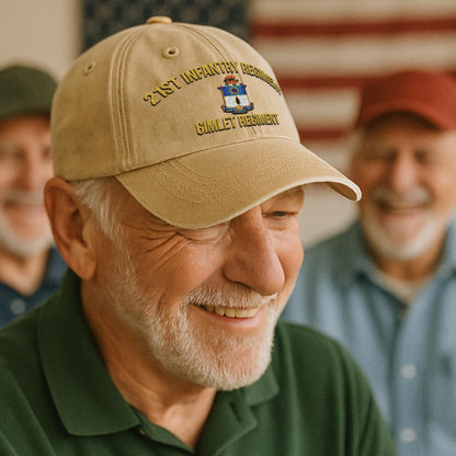 Cowgic U.S. Army 21st Infantry Regiment Vintage Washed Cap - Embroidered Distressed Dad Hat for Veterans