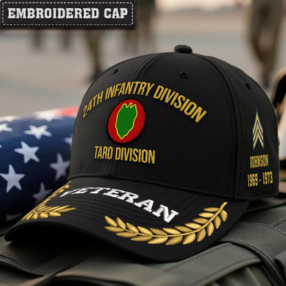 Cowgic U.S. Army 24th Infantry Division Embroidered Classic Structured Cap - Embroidered Cap for Veterans
