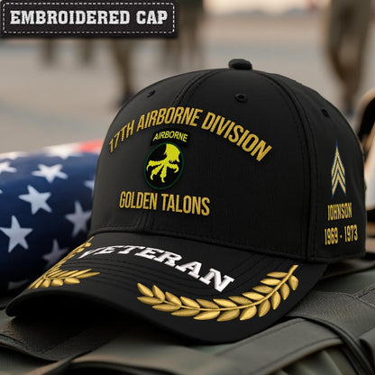 Cowgic U.S. Army 17th Airborne Division Embroidered Classic Structured Cap - Embroidered Cap for Veterans