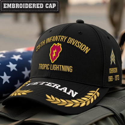 Cowgic U.S. Army 25th Infantry Division Embroidered Classic Structured Cap - Embroidered Cap for Veterans