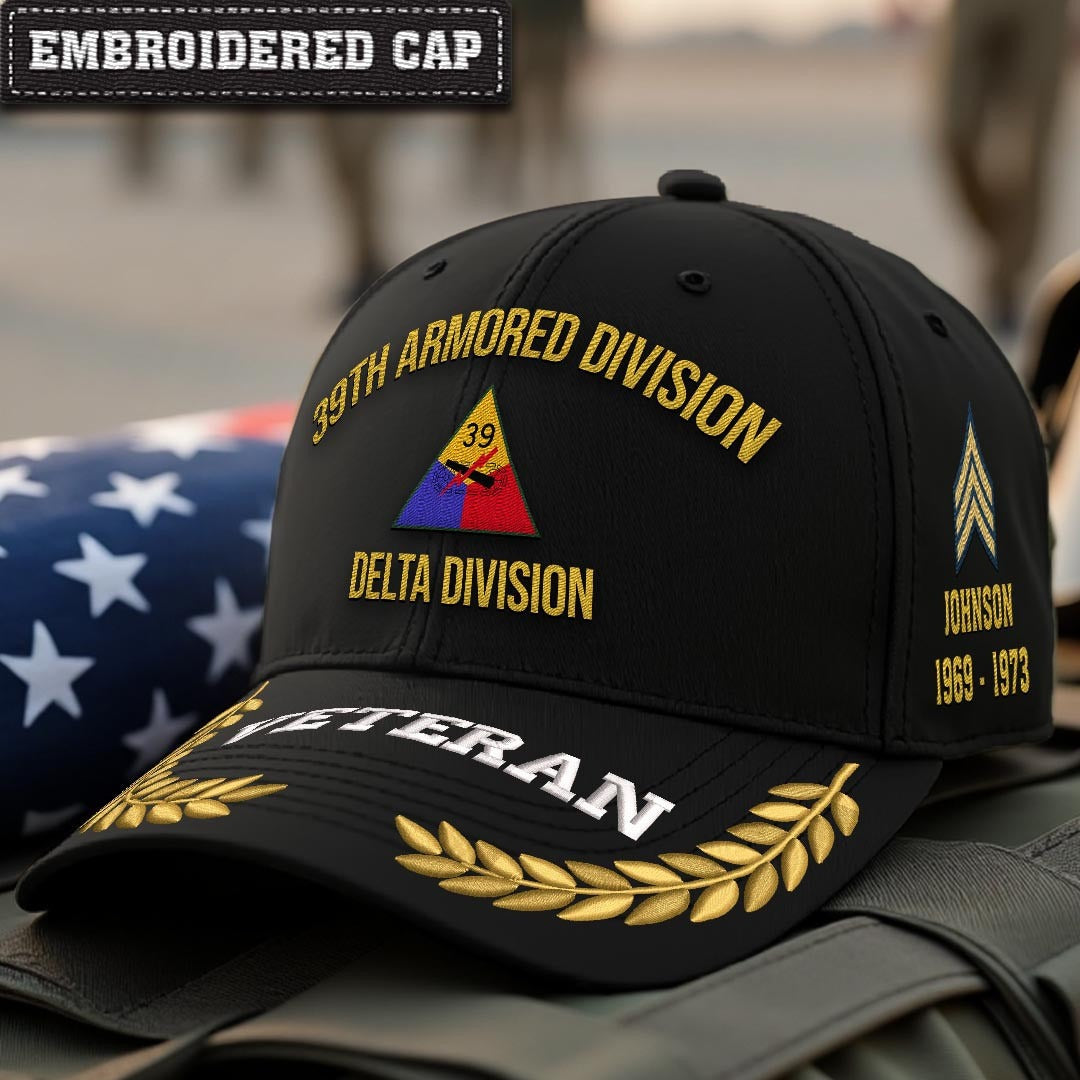 Cowgic U.S. Army 39th Armored Division Embroidered Classic Structured Cap - Embroidered Cap for Veterans