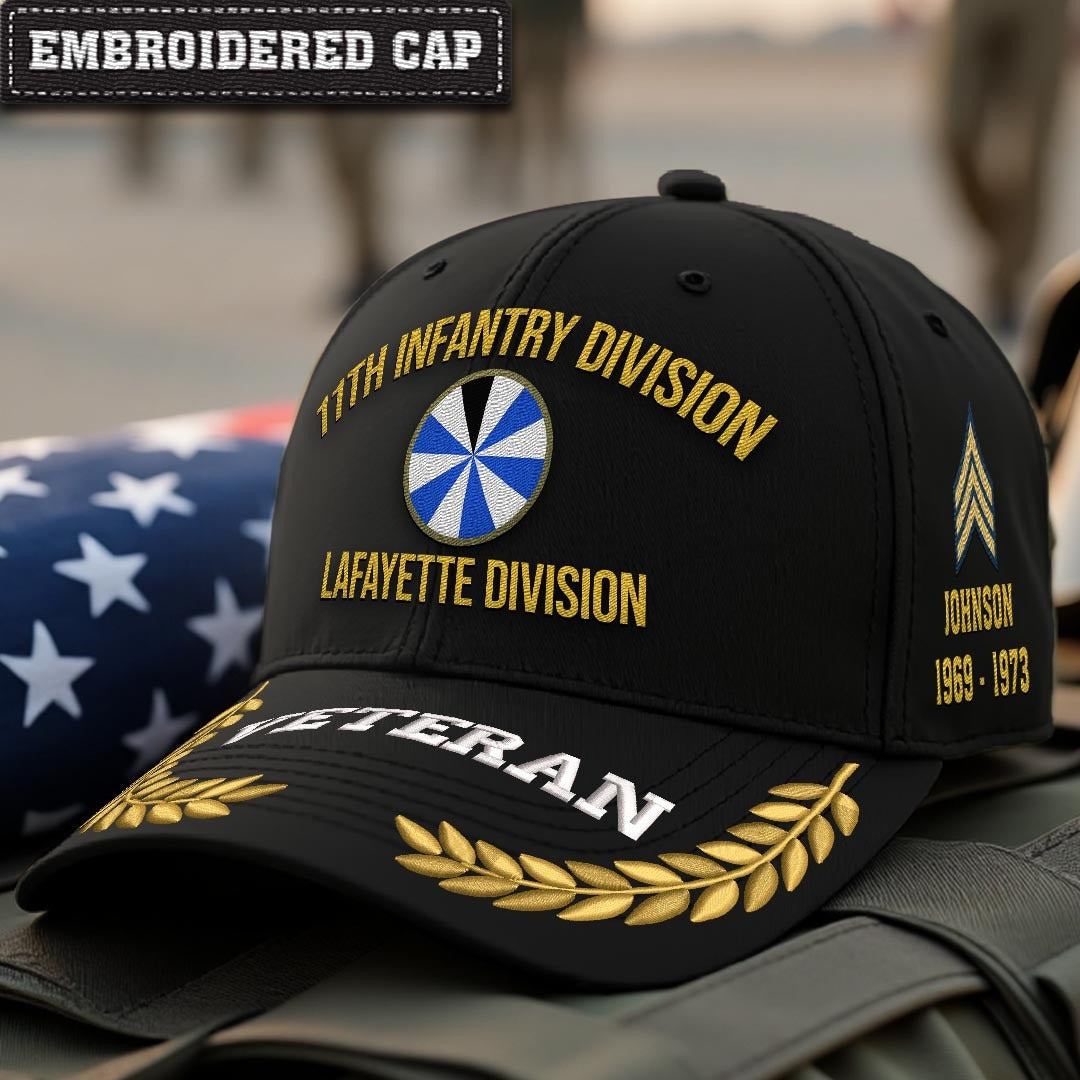 Cowgic U.S. Army 11th Infantry Division Embroidered Classic Structured Cap - Embroidered Cap for Veterans