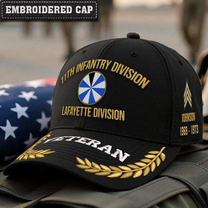 Cowgic U.S. Army 11th Infantry Division Embroidered Classic Structured Cap - Embroidered Cap for Veterans