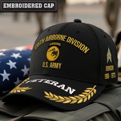 Cowgic U.S. Army 135th Airborne Division Embroidered Classic Structured Cap - Embroidered Cap for Veterans