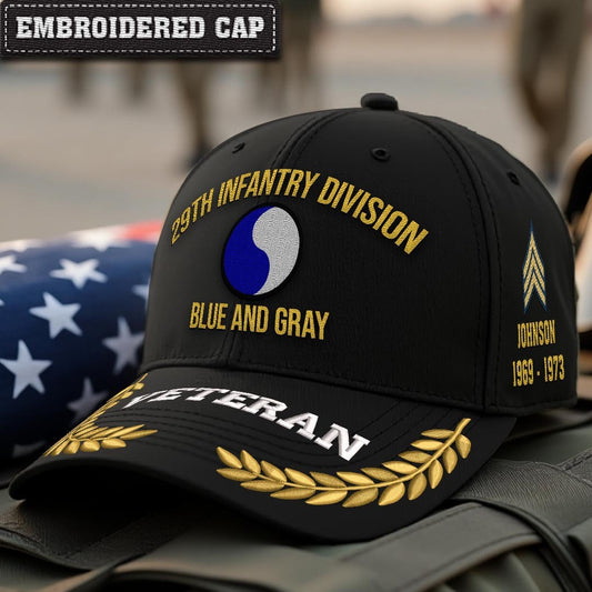 Cowgic U.S. Army 29th Infantry Division Embroidered Classic Structured Cap - Embroidered Cap for Veterans