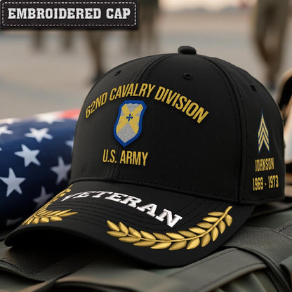 Cowgic U.S. Army 62nd Cavalry Division Embroidered Classic Structured Cap - Embroidered Cap for Veterans