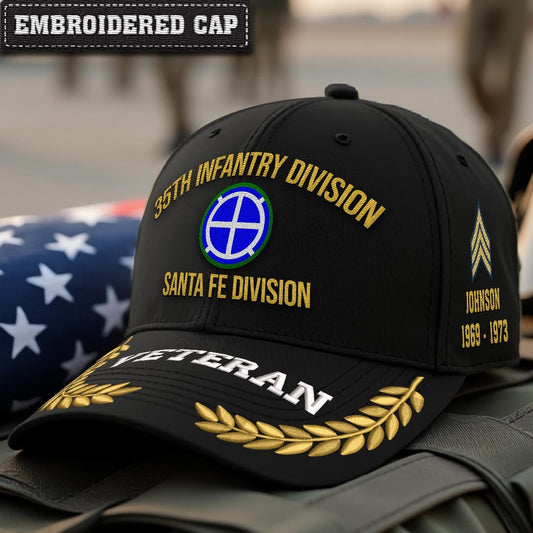 Cowgic U.S. Army 35th Infantry Division Embroidered Classic Structured Cap - Embroidered Cap for Veterans