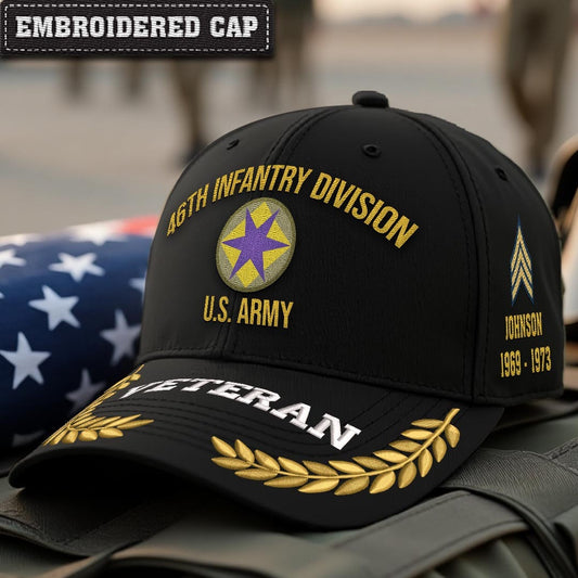 Cowgic U.S. Army 46th Infantry Division (WWII Ghost Division) Embroidered Classic Structured Cap - Embroidered Cap for Veterans