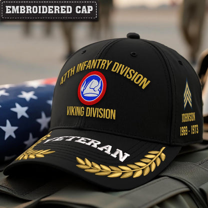 Cowgic U.S. Army 47th Infantry Division Embroidered Classic Structured Cap - Embroidered Cap for Veterans