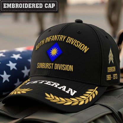 Cowgic U.S. Army 40th Infantry Division Embroidered Classic Structured Cap - Embroidered Cap for Veterans