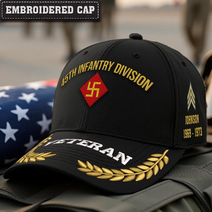 Cowgic U.S. Army 45th Infantry Division (Before the 1930s) Embroidered Classic Structured Cap - Embroidered Cap for Veterans