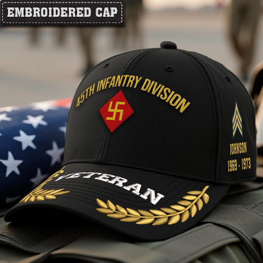 Cowgic U.S. Army 45th Infantry Division (Before the 1930s) Embroidered Classic Structured Cap - Embroidered Cap for Veterans