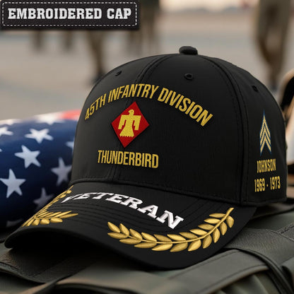 Cowgic U.S. Army 45th Infantry Division Embroidered Classic Structured Cap - Embroidered Cap for Veterans