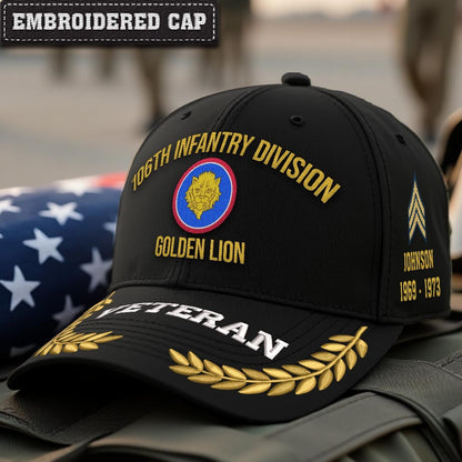 Cowgic U.S. Army 106th Infantry Division Embroidered Classic Structured Cap - Embroidered Cap for Veterans