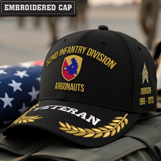 Cowgic U.S. Army 52nd Infantry Division Embroidered Classic Structured Cap - Embroidered Cap for Veterans