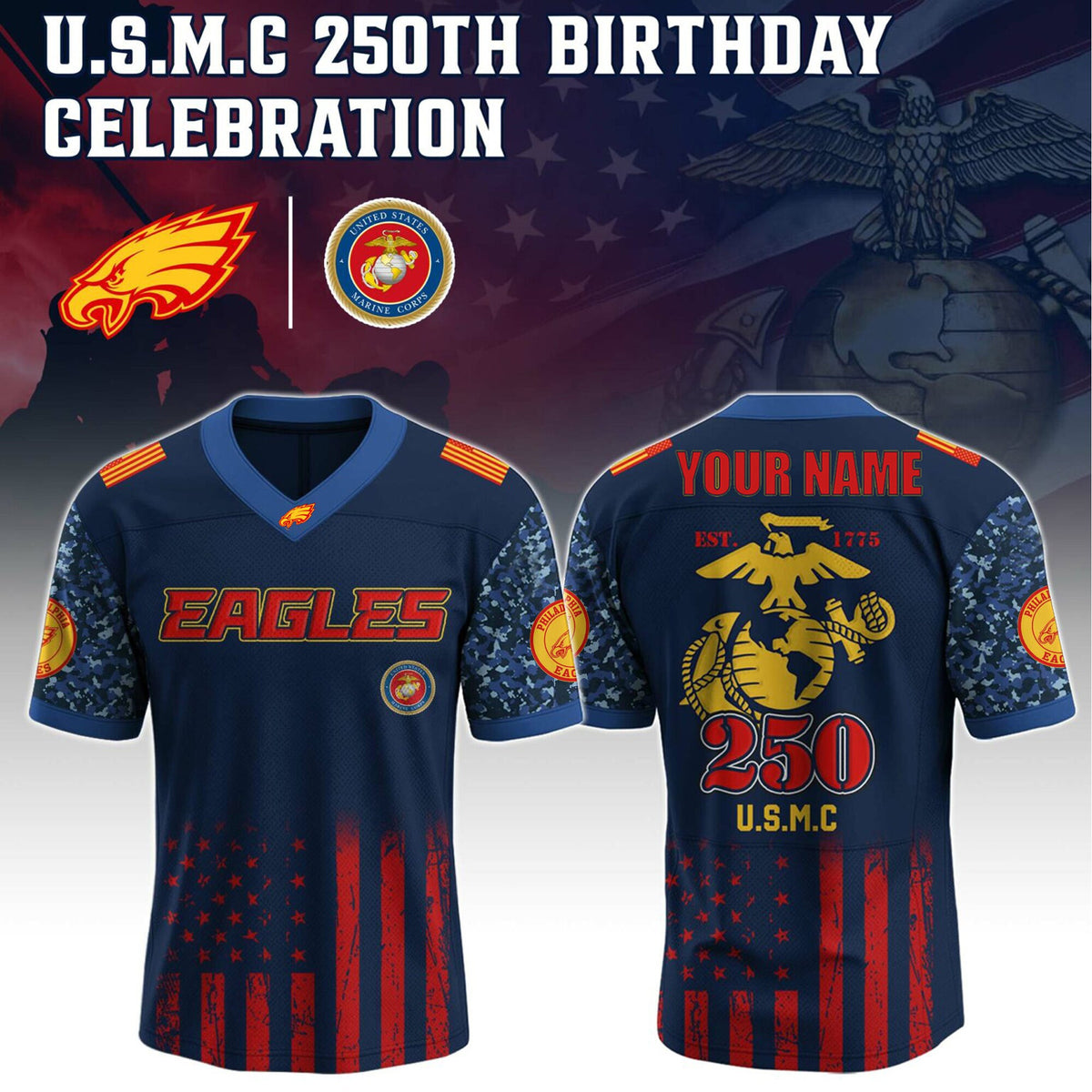 Philadelphia Eagles x US USMC 250th Birthday Editions Limited Jersey