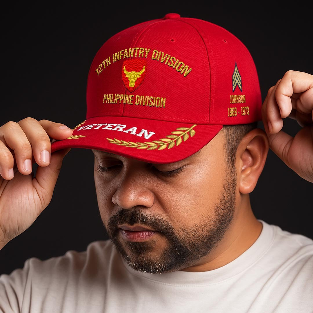 Cowgic U.S. Army 12th Infantry Division Embroidered Classic Structured Cap - Embroidered Cap for Veterans