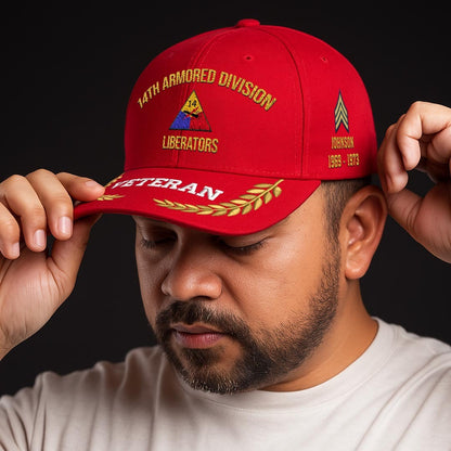 Cowgic U.S. Army 14th Armored Division Embroidered Classic Structured Cap - Embroidered Cap for Veterans