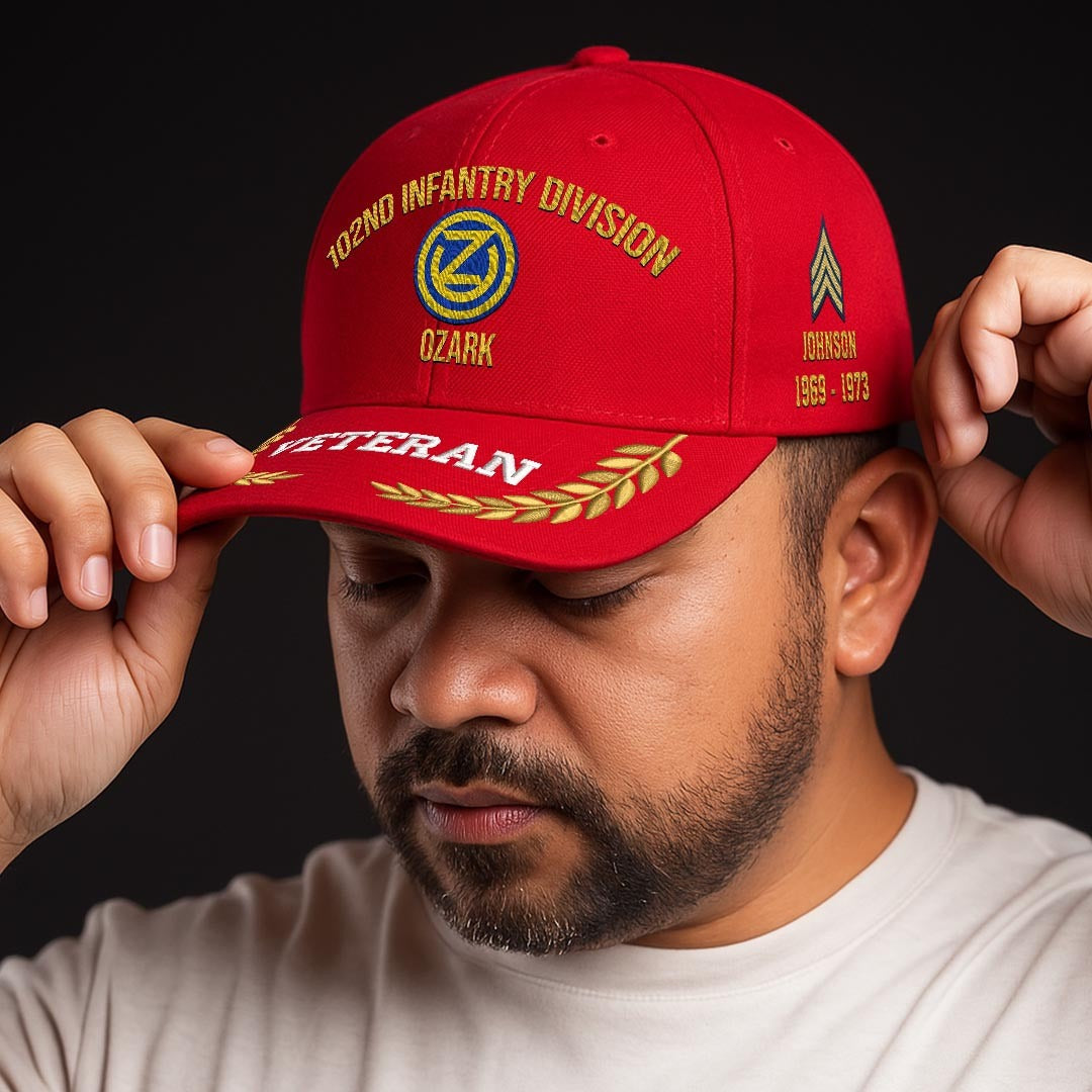 Cowgic U.S. Army 102nd Infantry Division Embroidered Classic Structured Cap - Embroidered Cap for Veterans