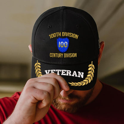 Cowgic U.S. Army 100th Division Embroidered Classic Structured Cap - Embroidered Cap for Veterans