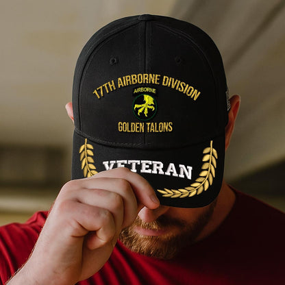 Cowgic U.S. Army 17th Airborne Division Embroidered Classic Structured Cap - Embroidered Cap for Veterans