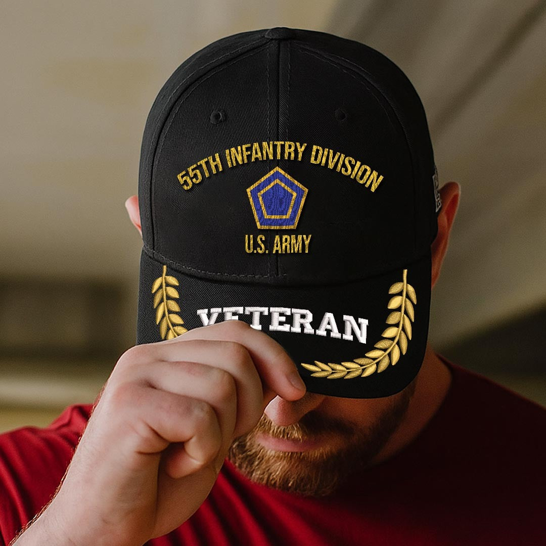 Cowgic U.S. Army 55th Infantry Division Embroidered Classic Structured Cap - Embroidered Cap for Veterans