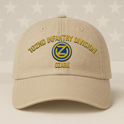 Cowgic U.S. Army 102nd Infantry Division Vintage Washed Cap - Embroidered Distressed Dad Hat for Veterans