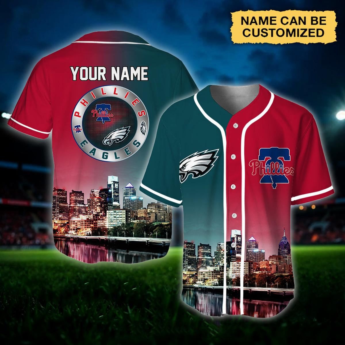 Philadelphia Eagles x Philadelphia Phillies Sporty New Design Baseball Jersey