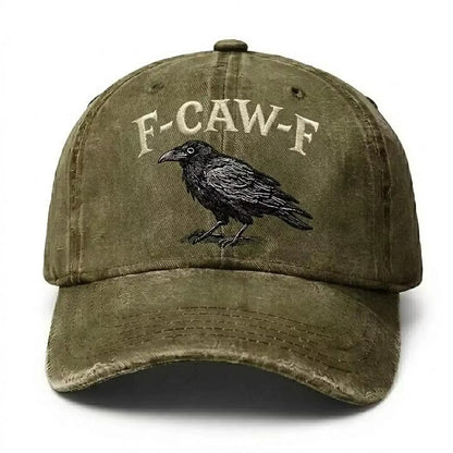 F-Caw-F Raven Hat, Funny Crow Hat, Embroidered Raven Dad Hat, Gothic Bird Lover Gift, Crow Lover Cap, Funny Birdwatcher Hat