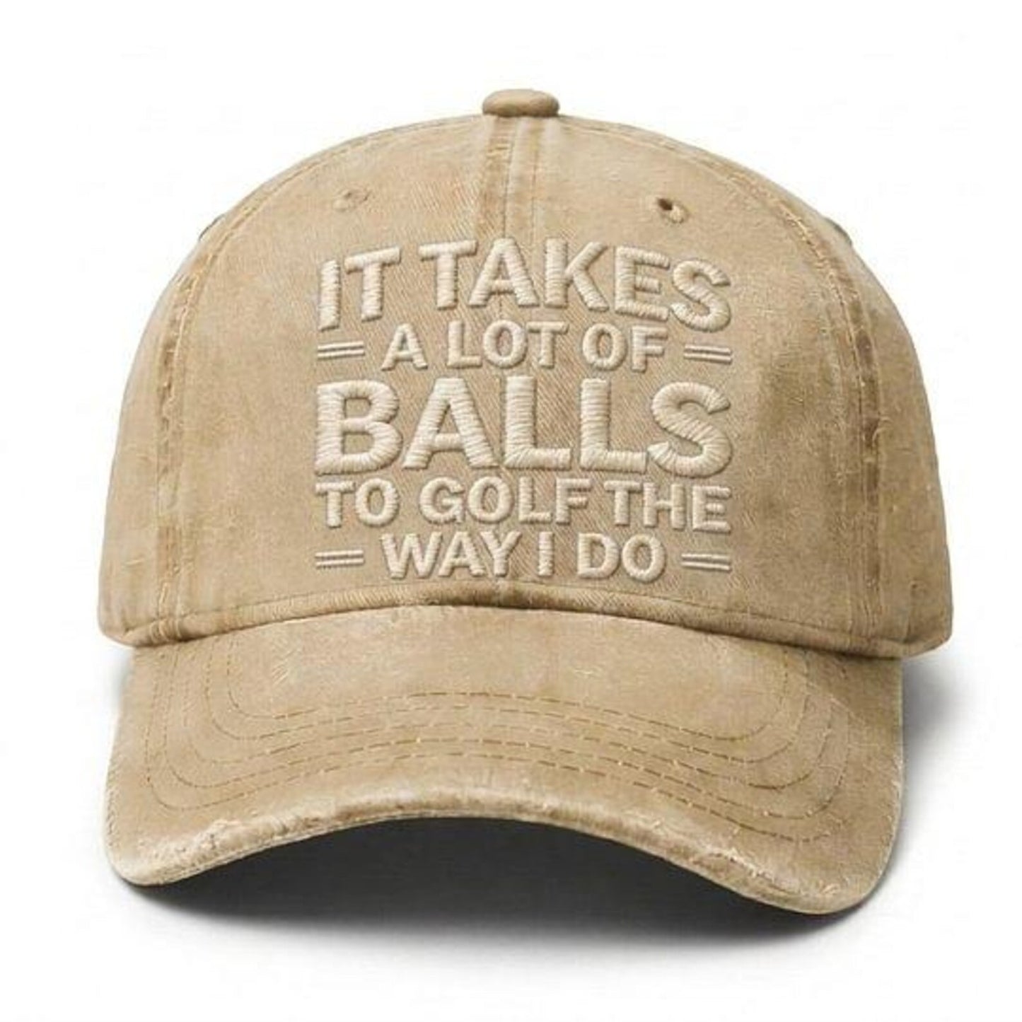 Funny Golf Dad Hat, It Takes A Lot Of Balls To Golf The Way I Do Cap, Golf Lover Gift, Vintage Washed Baseball Hat for Men Women