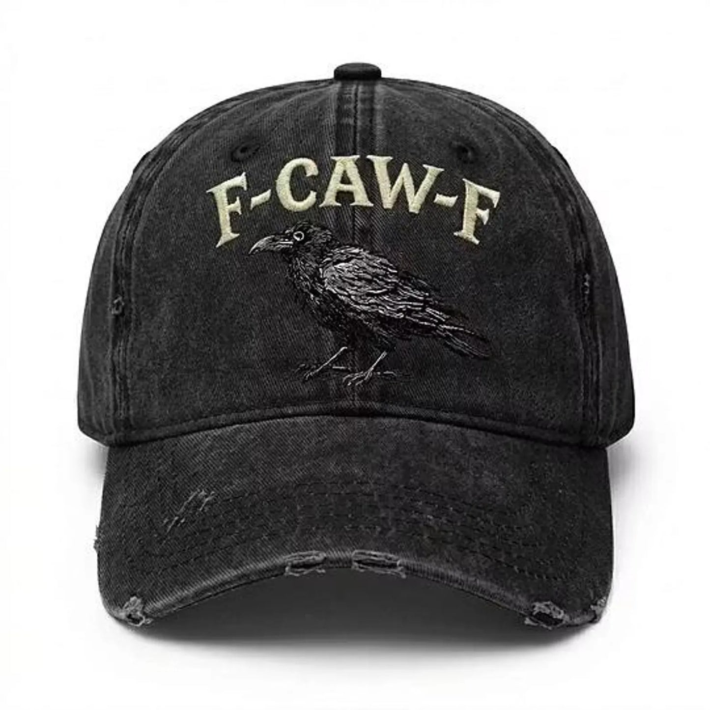 F-Caw-F Raven Hat, Funny Crow Hat, Embroidered Raven Dad Hat, Gothic Bird Lover Gift, Crow Lover Cap, Funny Birdwatcher Hat