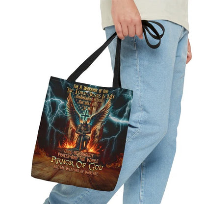 Cowgic I'm A Warrior Of God Tote Bag