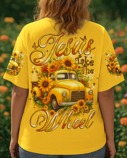 Cowgic Jesus Take The Wheel Sunflowers Women's All Over Print Shirt