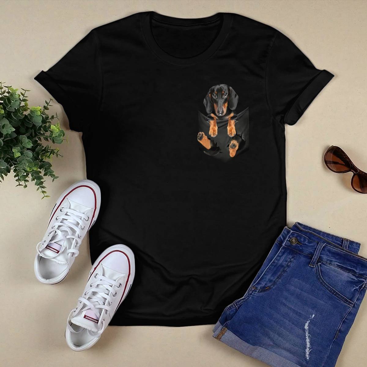 Dachshund In Pocket T-Shirt